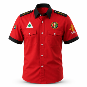 Alfa Romeo red crew shirt embroidered front racing style
