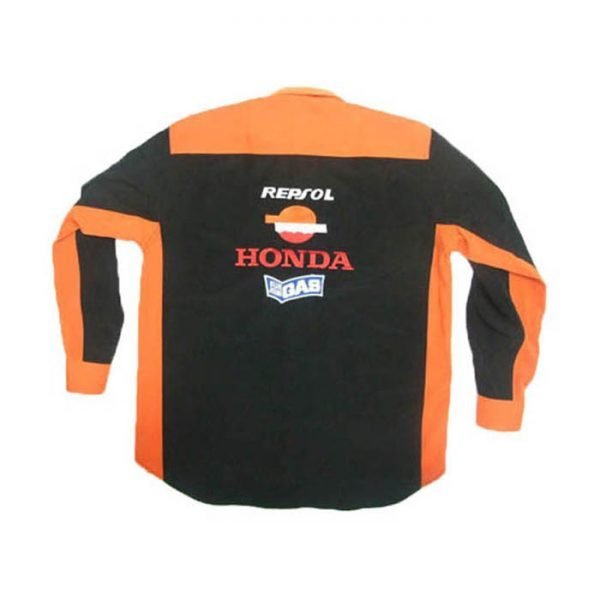 Honda Repsol Long Sleeve Crew Shirt Black and Orange back