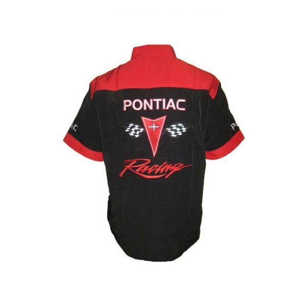 Pontiac Racing Black with Red Collar Pit Crew Shirt back 4
