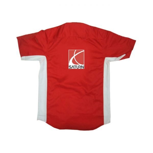 Saturn Red and White Crew Shirt back