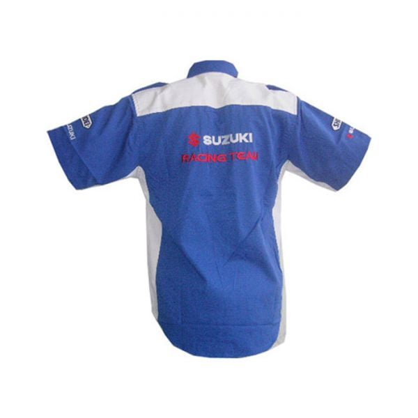 Suzuki Motul Pit Crew Shirt Blue and White back