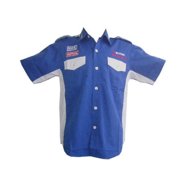 Suzuki Motul Pit Crew Shirt Blue and White front 1