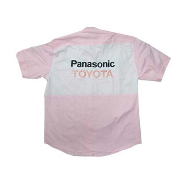 Toyota Crew Shirt Pink and White back