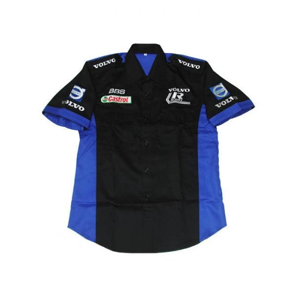 Volvo Crew Shirt Black with Royal Blue front