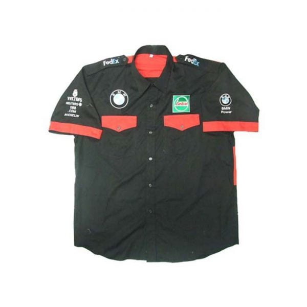 bmw power crew shirt black and red front