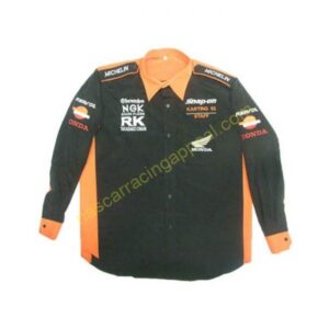 honda repsol long sleeve crew shirt black and orange front