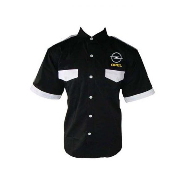 opel black and white crew shirt front