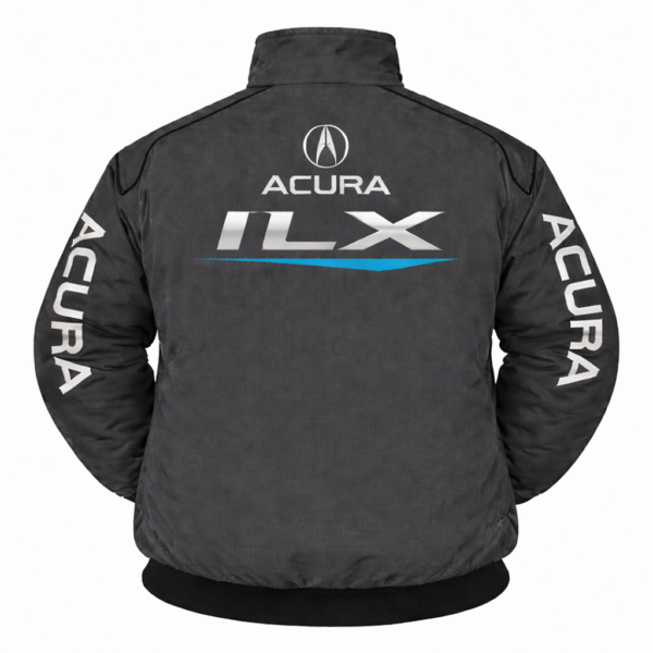 Acura ILX black jacket with white sleeve logos and ILX back print