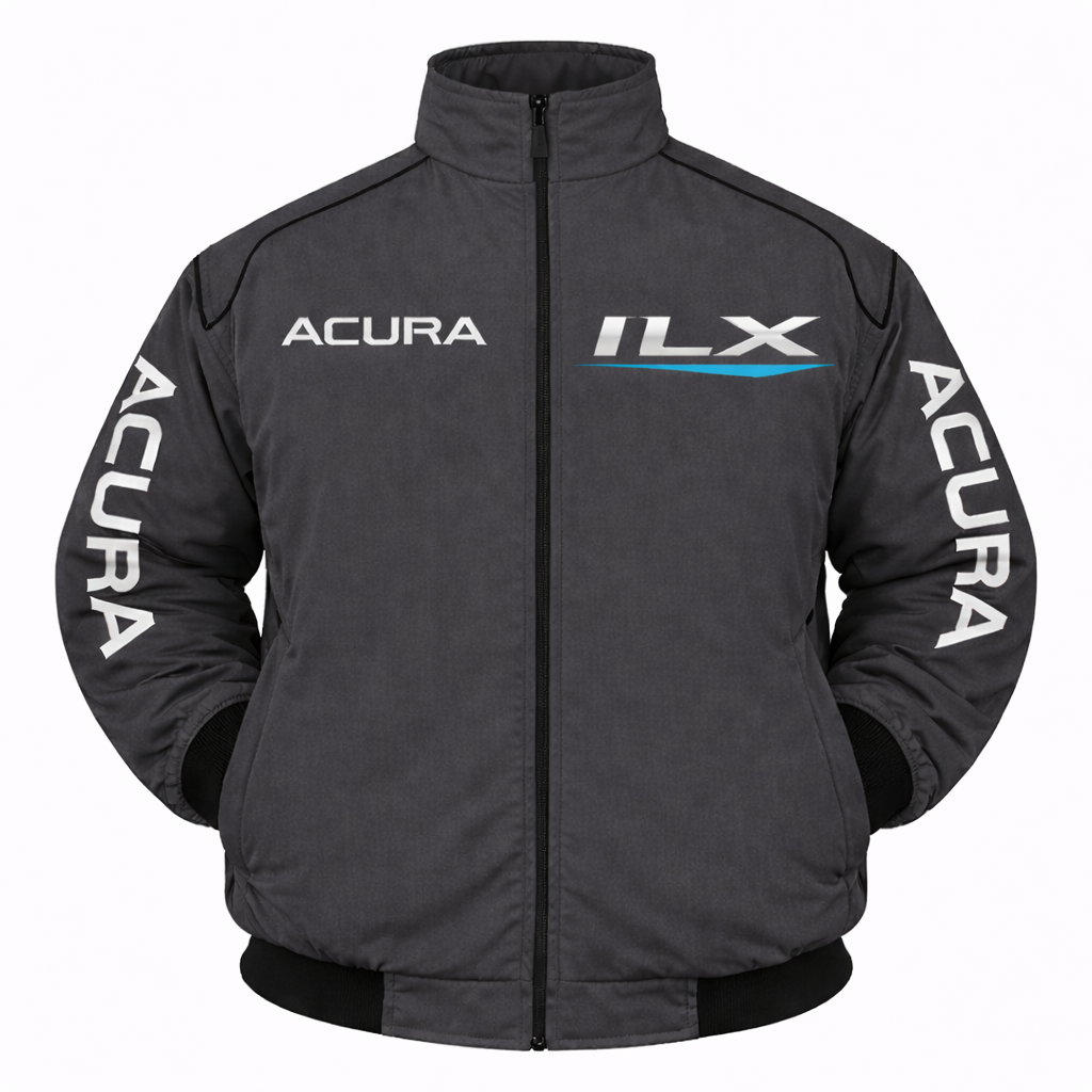 Acura ILX black jacket with white sleeve logos and ILX back print