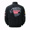 black Aprilia motorsport jacket with embroidered logo front view