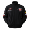 black Aprilia motorsport jacket with embroidered logo front view
