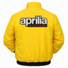 yellow Aprilia racing jacket with embroidered logo