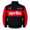 red and black Aprilia MotoGP racing jacket with embroidered logos