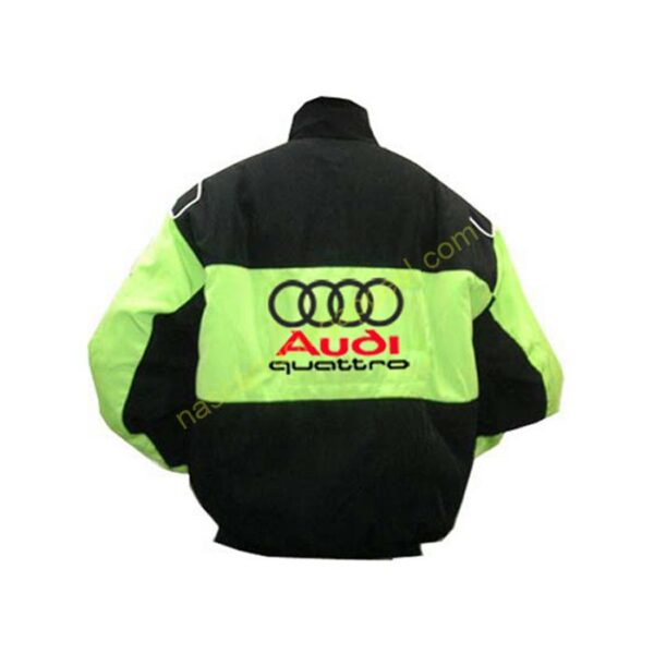 Audi Quattro Black Green Racing Jacket | NASCAR Jacket - Image 2