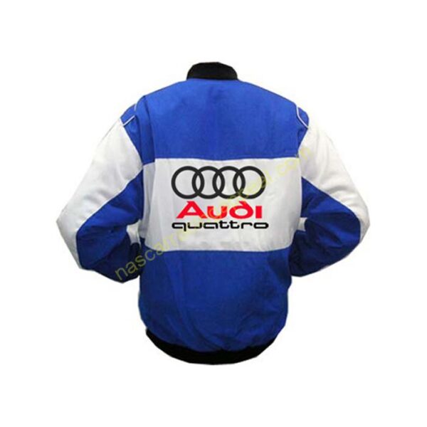 Audi Quattro Blue White Racing Jacket | NASCAR Jacket - Image 2