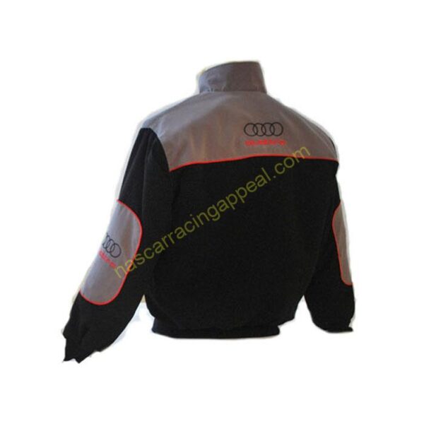 Audi Quattro Gray and Black Racing Jacket | NASCAR Jacket - Image 2