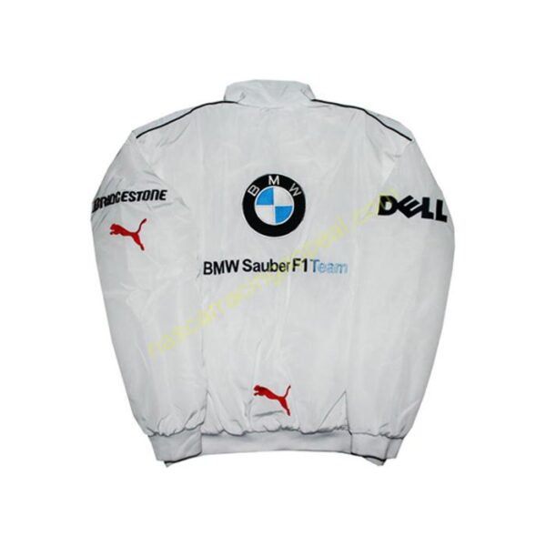 BMW Petronas Racing Jacket Dell White and Blue Strips | NASCAR Jacket - Image 2