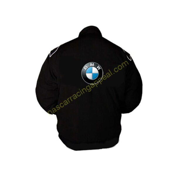 BMW Racing Jacket Black with White Piping | NASCAR Jacket - Image 2