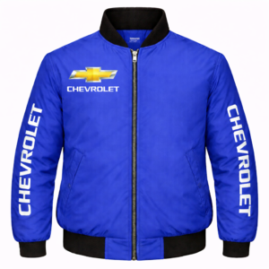 Chevrolet Camaro blue jacket front embroidered logo racing style