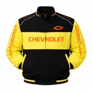 Chevrolet Camaro black yellow racing jacket front embroidered logo
