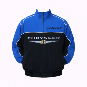 Chrysler blue black jacket embroidered front logo clean style