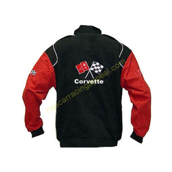 Corvette C3 Black Red Sleeves Jacket back 1