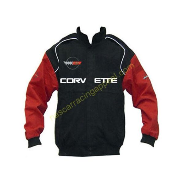 Corvette C4 Black with Red Sleeves Jacket front 1