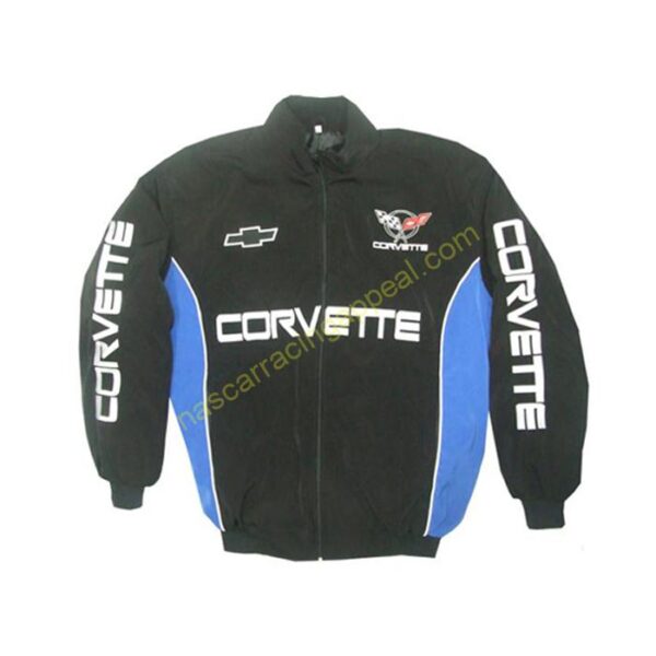 Corvette C5 Black Blue Racing Jacket front wrong