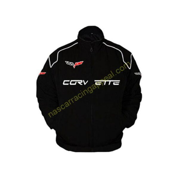 Corvette C6 Racing Jacket, All Black, NASCAR Jacket,