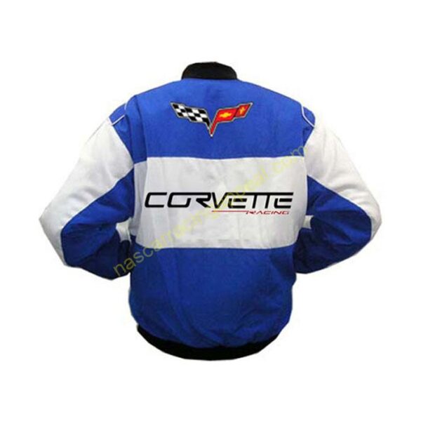 Corvette C6 White Blue Racing Jacket back