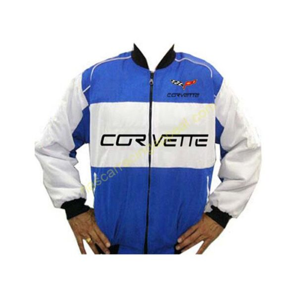 Corvette C6 White Blue Racing Jacket front