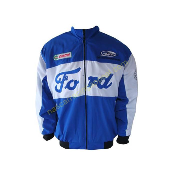 Ford FPR Racing Jacket, Blue & White, NASCAR Jacket, - Nascar Racing Appeal