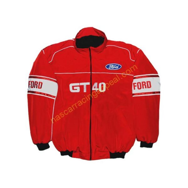 Ford GT40 Racing Jacket, Red and White, NASCAR Jacket,