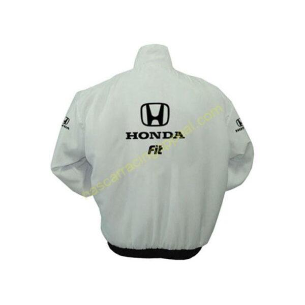 Honda Fit Racing Jacket White, NASCAR Jacket, - Image 2