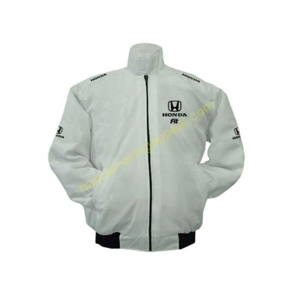 Honda Fit Racing Jacket White, NASCAR Jacket,