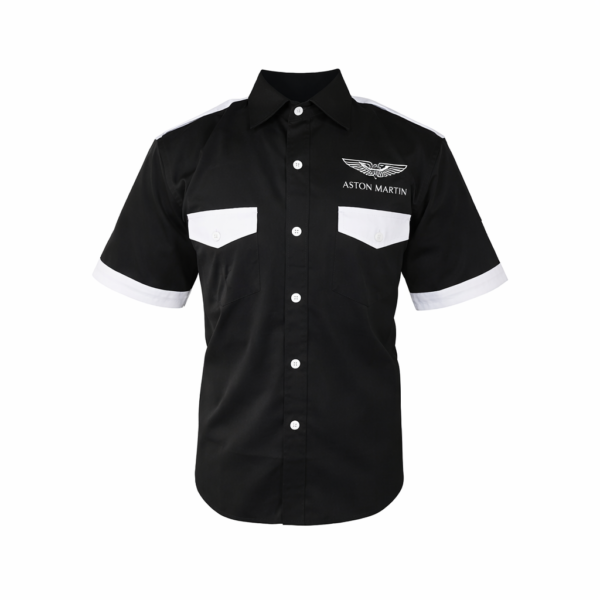 Aston Martin Black & White Embroidered Crew Shirt
