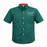 green motorsport crew shirt front view button up racing shirt