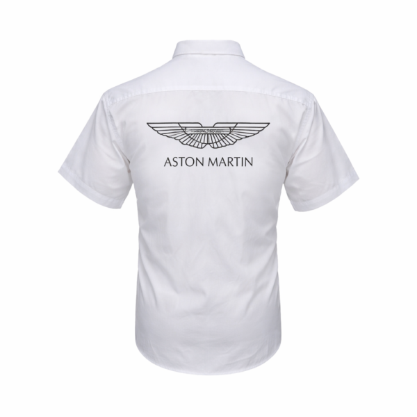 Aston Martin crew shirt white front view racing shirt