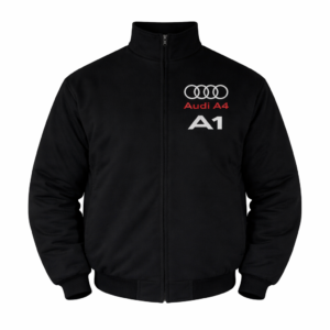 Black Audi A1 racing jacket front embroidered logo