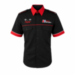 Audi black crew shirt red collar embroidered logo racing shirt