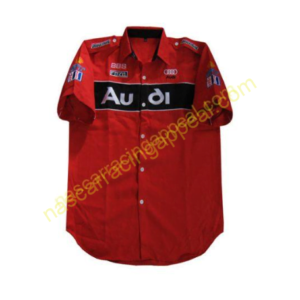 Audi Crew Shirt Red and Black Trim Racing Shirat, NASCAR Shirt,