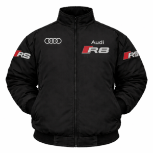 Black Audi R8 racing jacket front embroidered