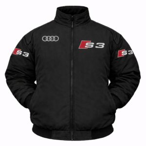 Black Audi S3 racing jacket front embroidered