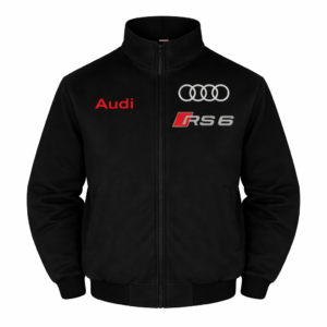 Black Audi RS6 jacket front view embroidered