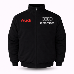 Black Audi e-tron racing jacket front embroidered