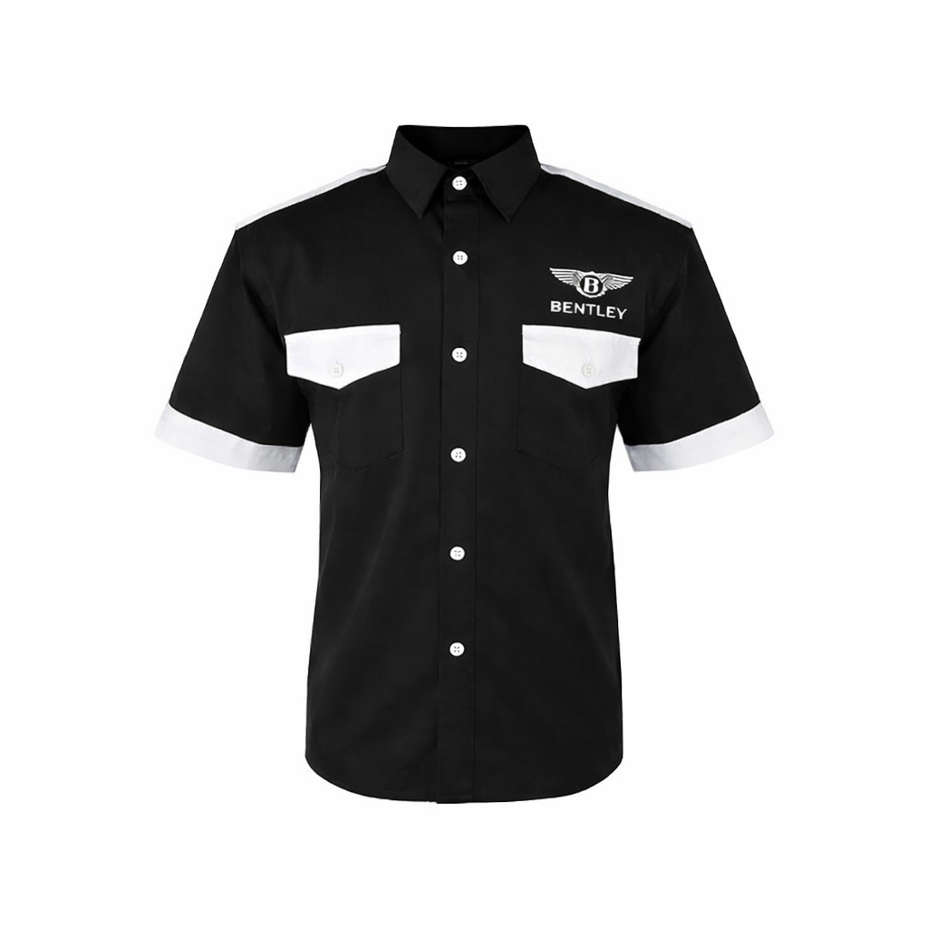 Bentley black crew shirt embroidered logo premium motorsport apparel