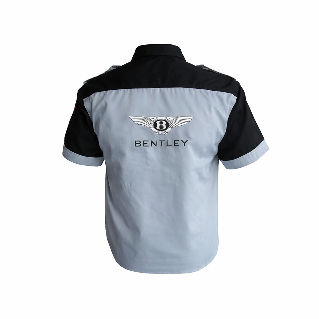 Bentley grey and black crew shirt back view embroidered wing logo premium style Title