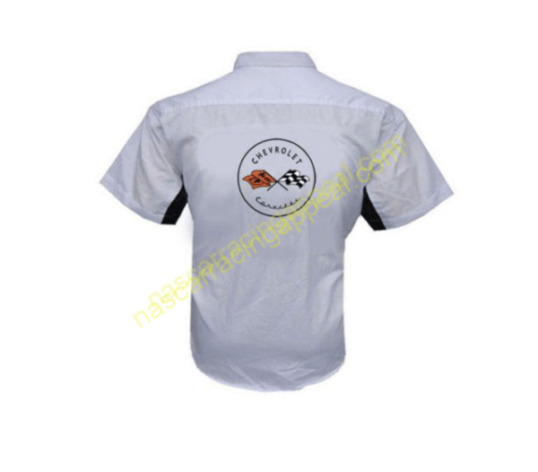 Corvette C1 Racing Shirt, Crew Shirt White and Black, Crew Shirt, NASCAR Shirt,