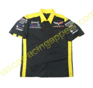 Corvette C6 Racing Shirt, Compuware Crew Shirt Black and Yellow, Crew Shirt, NASCAR Shirt,