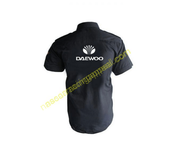 Daewoo Racing Shirt, Crew Shirt Black, with White embroidery, NASCAR Shirt,